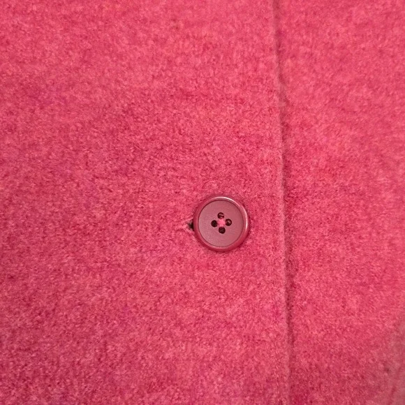 Lands End Boiled Wool Jacket Womens 8 Petite Pink Button Front Preppy Statement - Picture 5 of 8